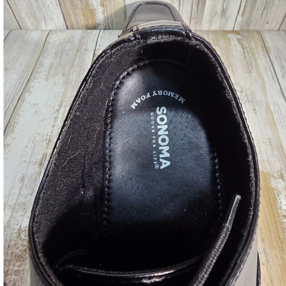 Sonoma Boys Black Square Toe Lace Up Dress Shoes Memory Foam  Size 6
